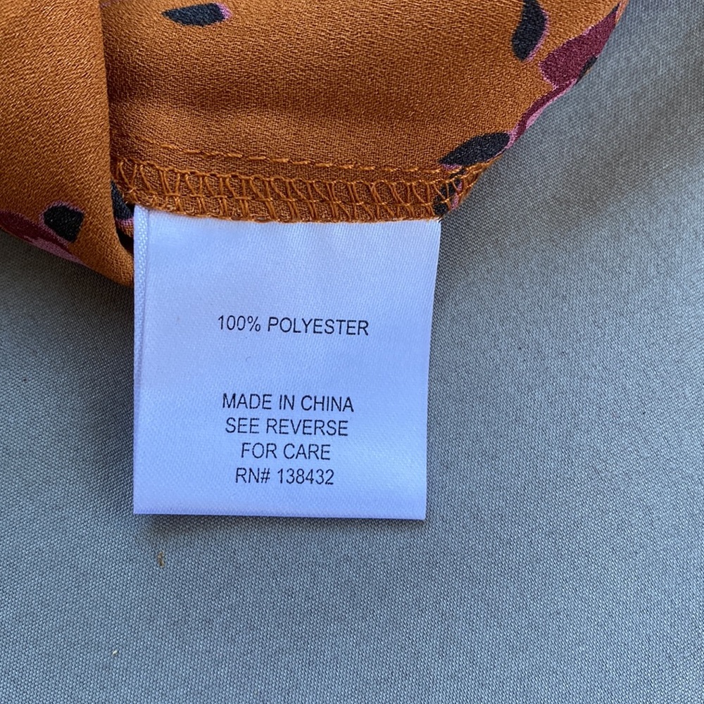 Size XXS Modcloth Floral Print Orange Sleeveless Blouse - Picture 4 of 5